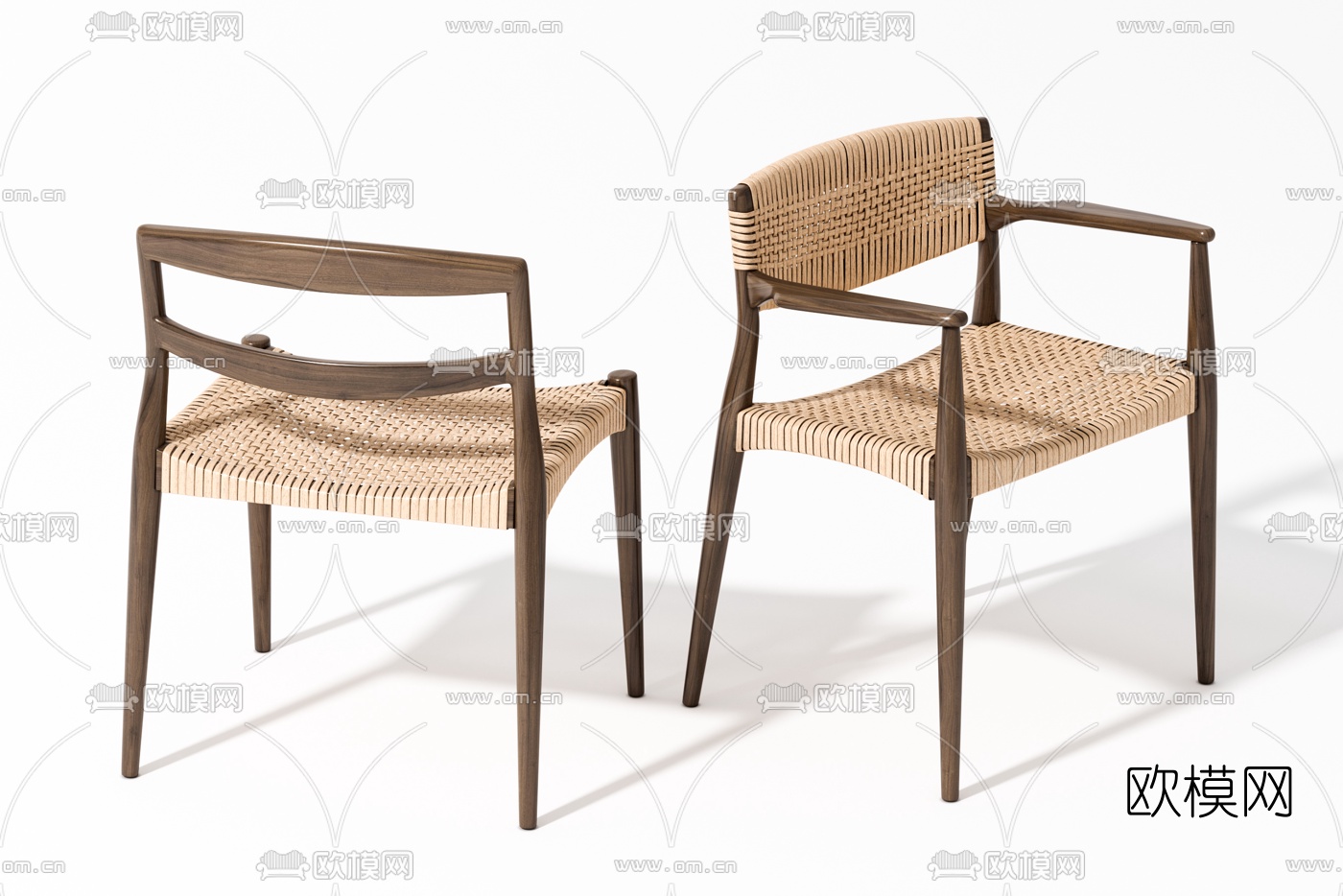 现代藤编户外单椅3d模型下载（渲染图1）