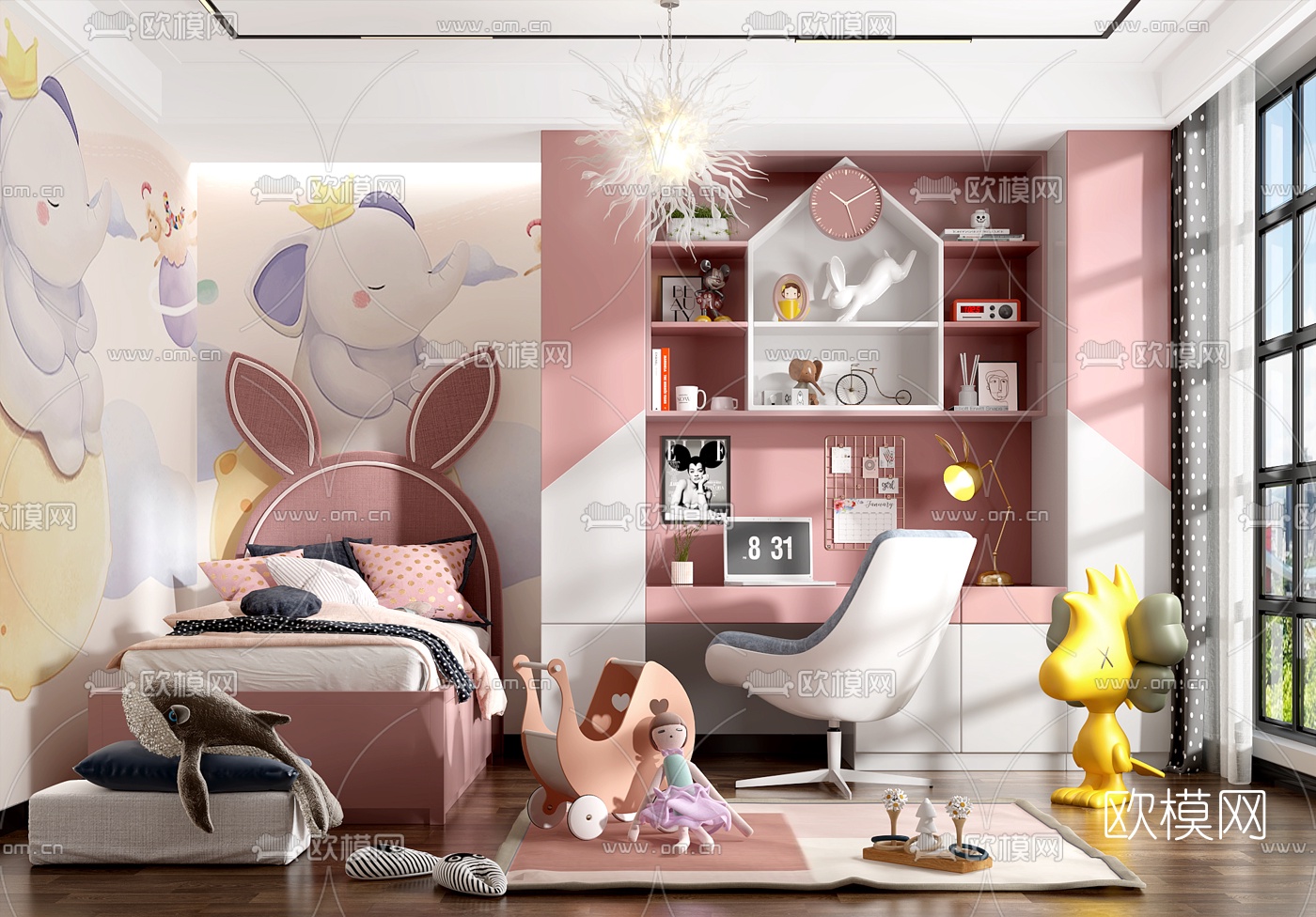 现代女孩房3d模型