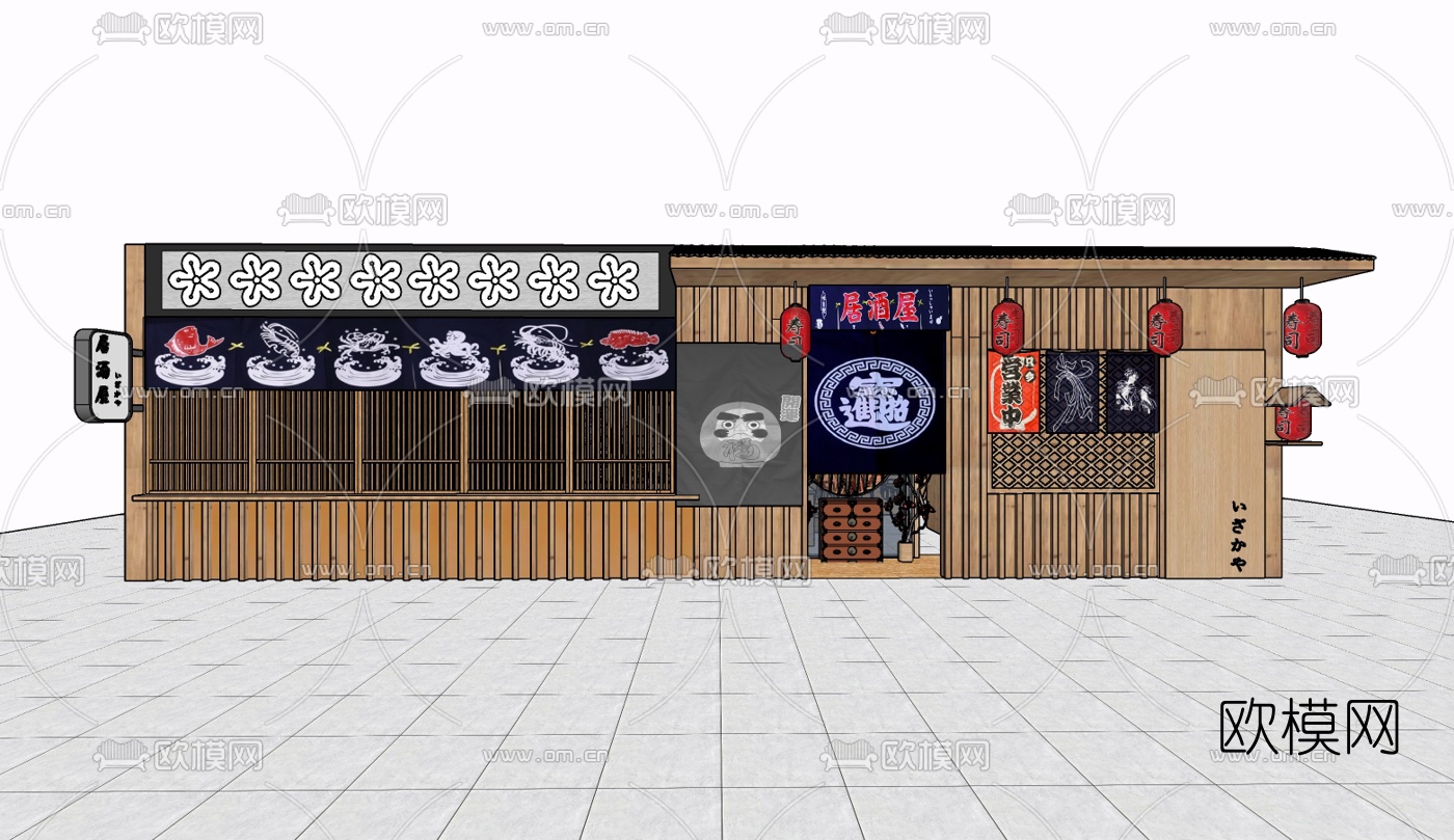 日式料理餐厅免费su模型下载