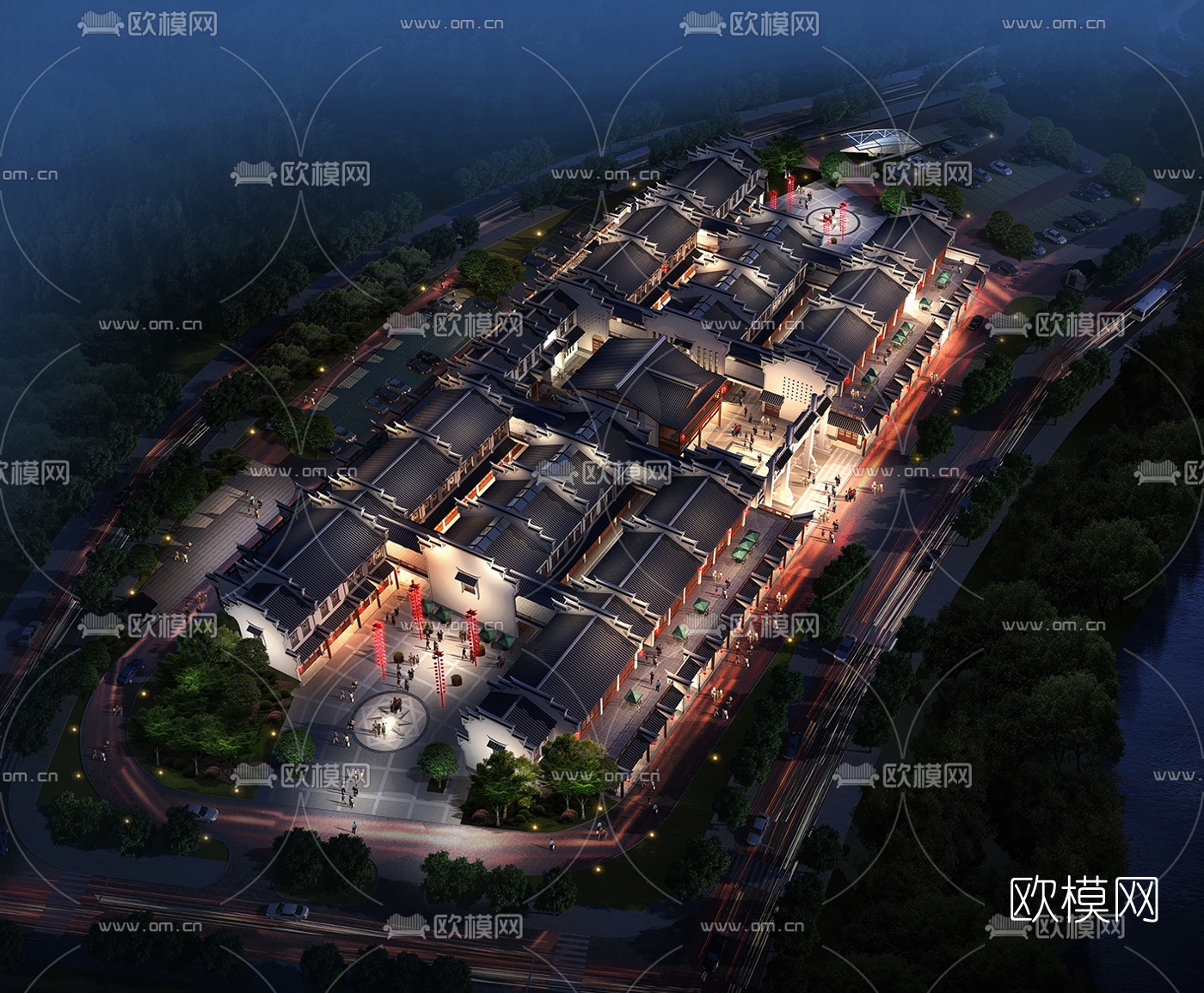 中式商业步行街3d模型