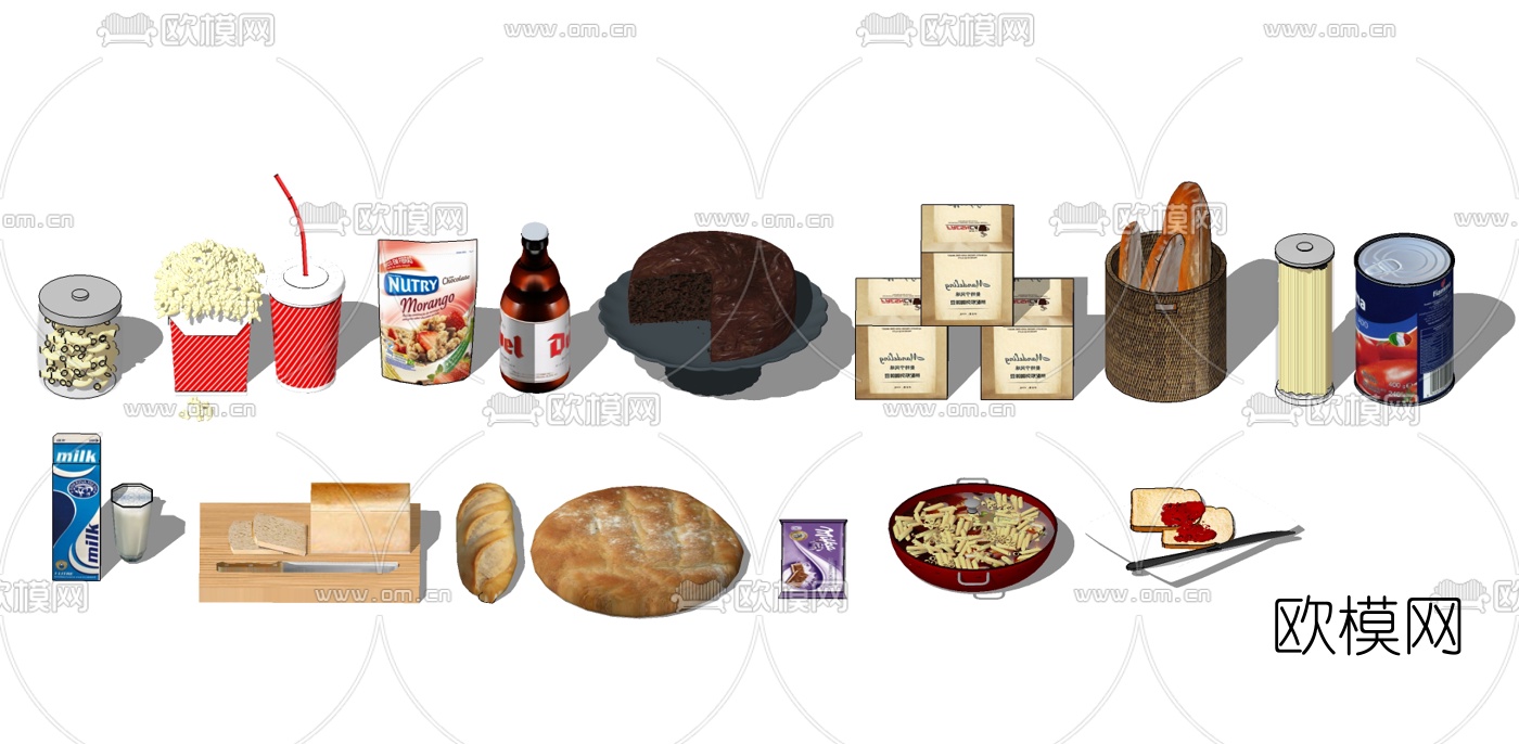 现代蛋糕甜品su模型下载