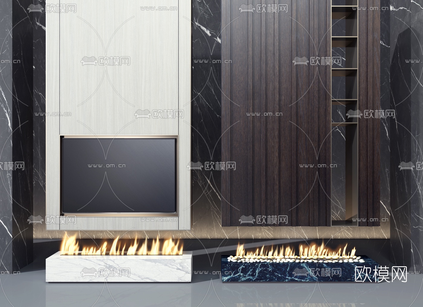 现代雾化真火装饰壁炉3d模型