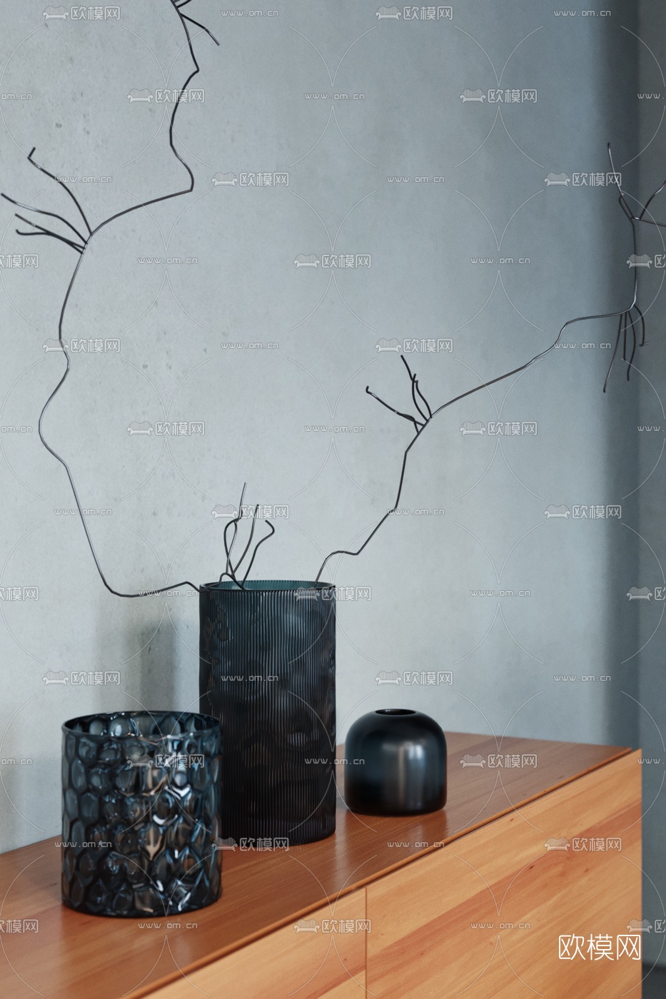 现代实木餐桌椅3d模型下载（渲染图2）