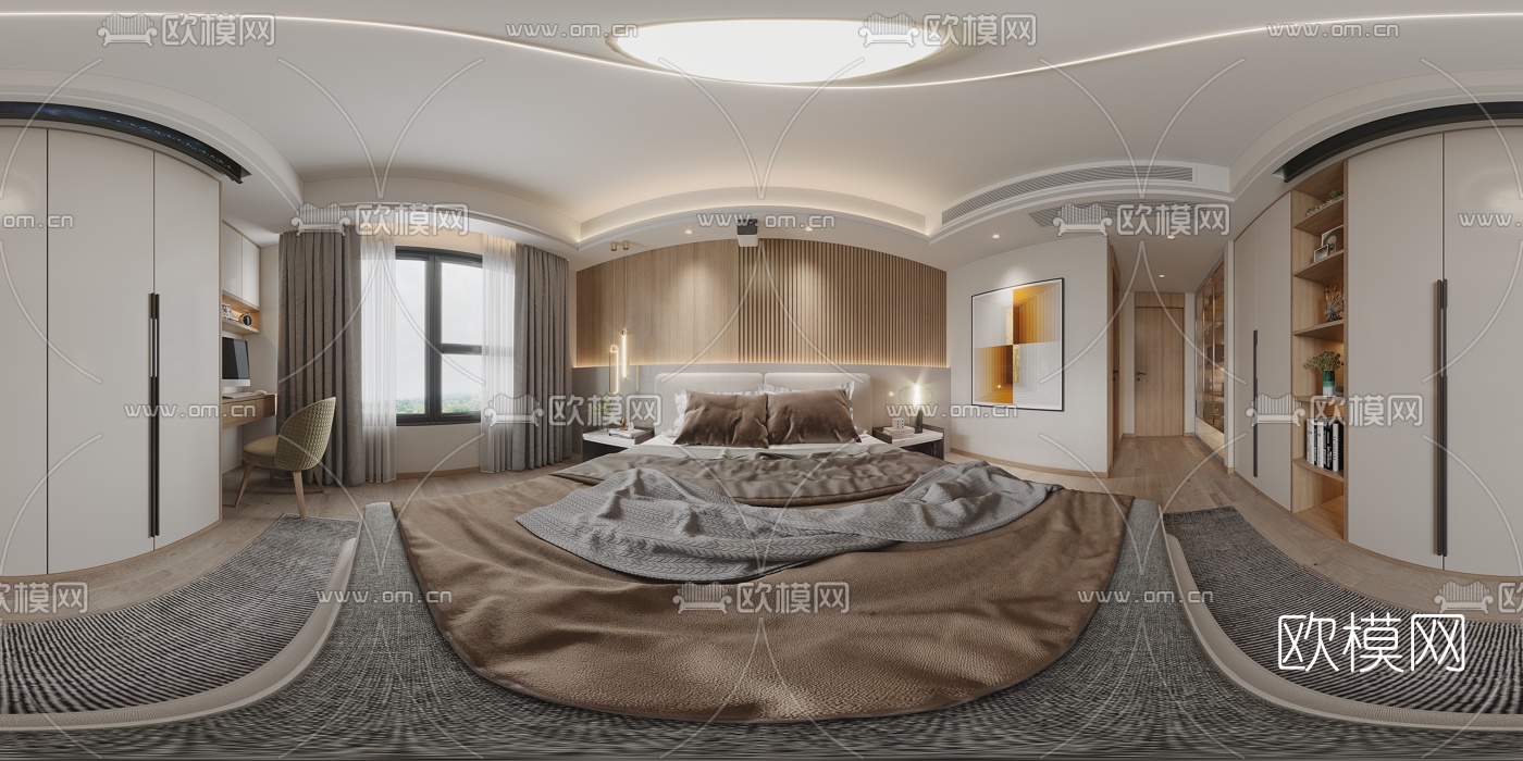 现代时尚卧室cr全景3d模型