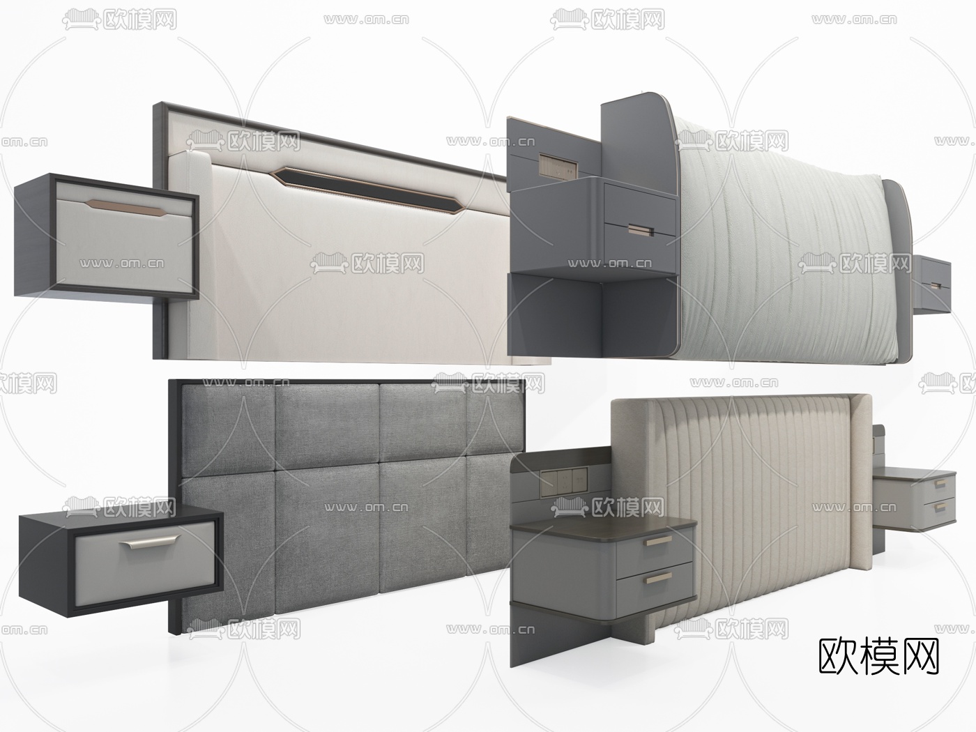现代布艺软包床头柜3d模型