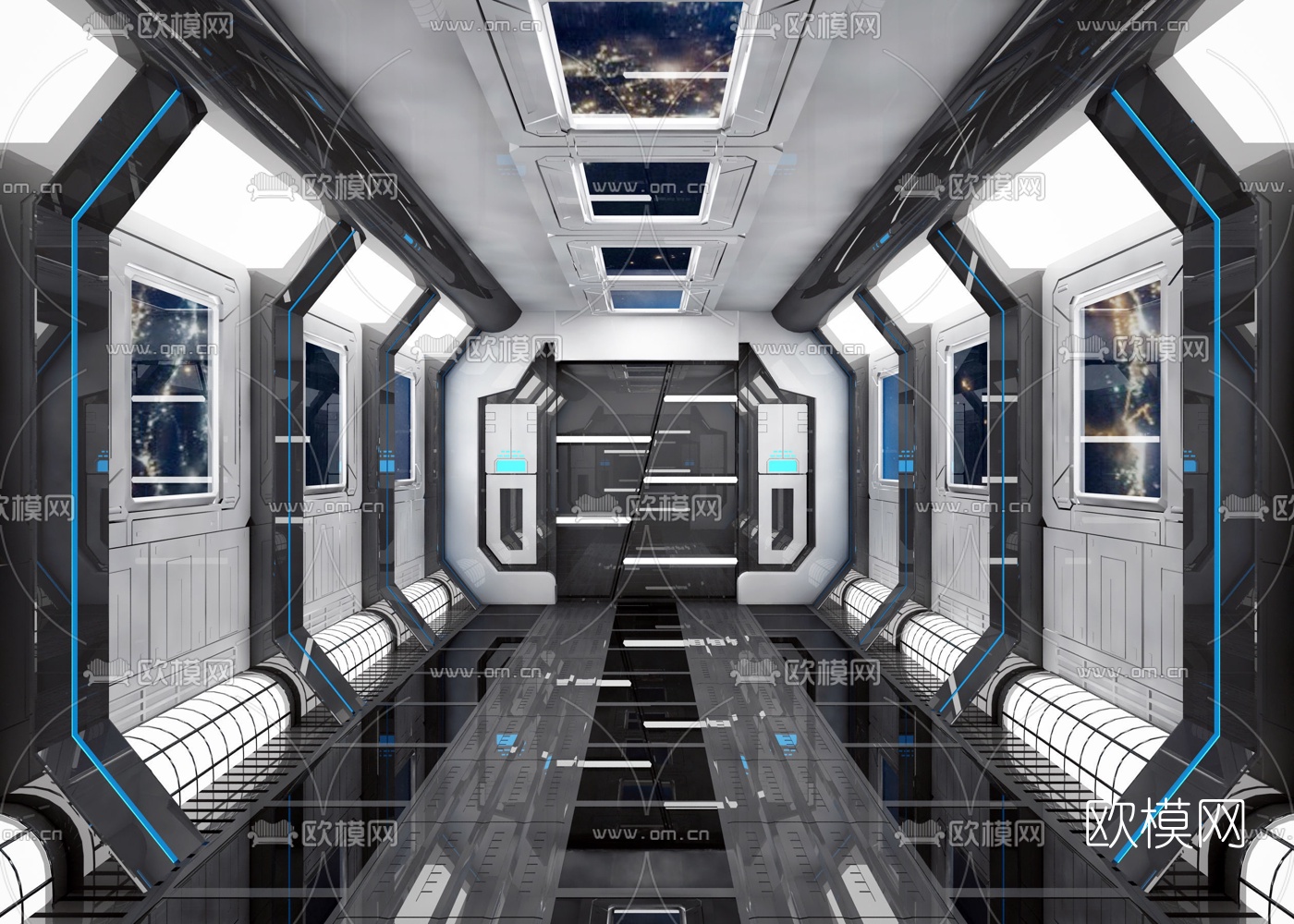 后现代太空舱过道3d模型-免费3dmax模型库-欧模网