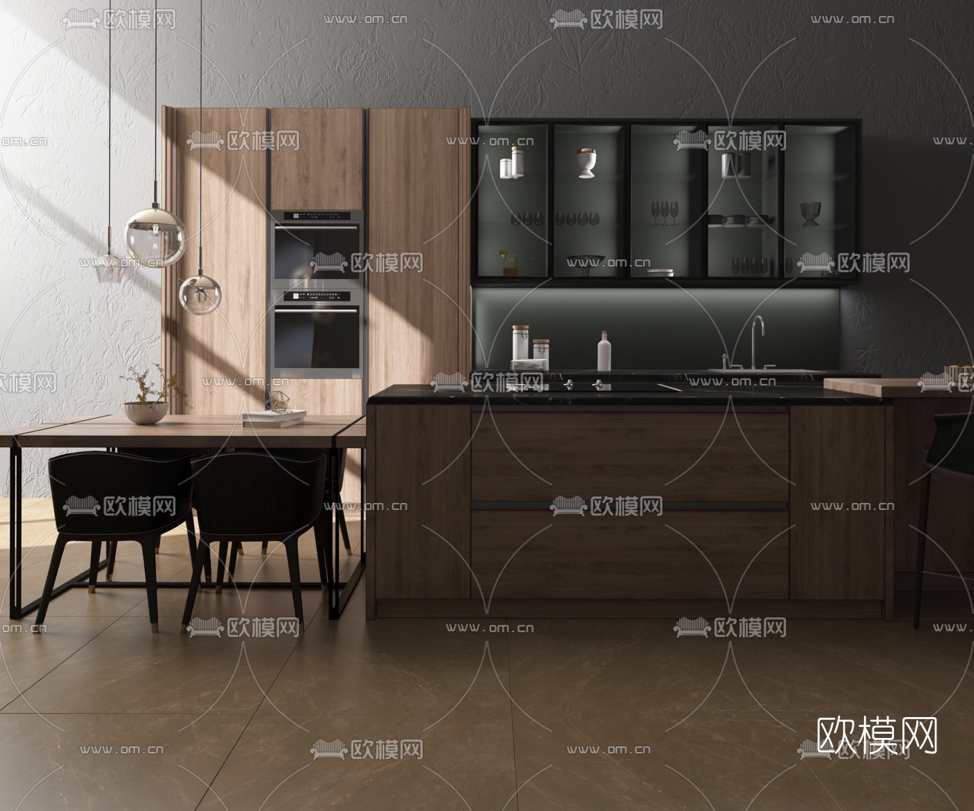 现代轻奢厨房- 建E网3D模型下载网