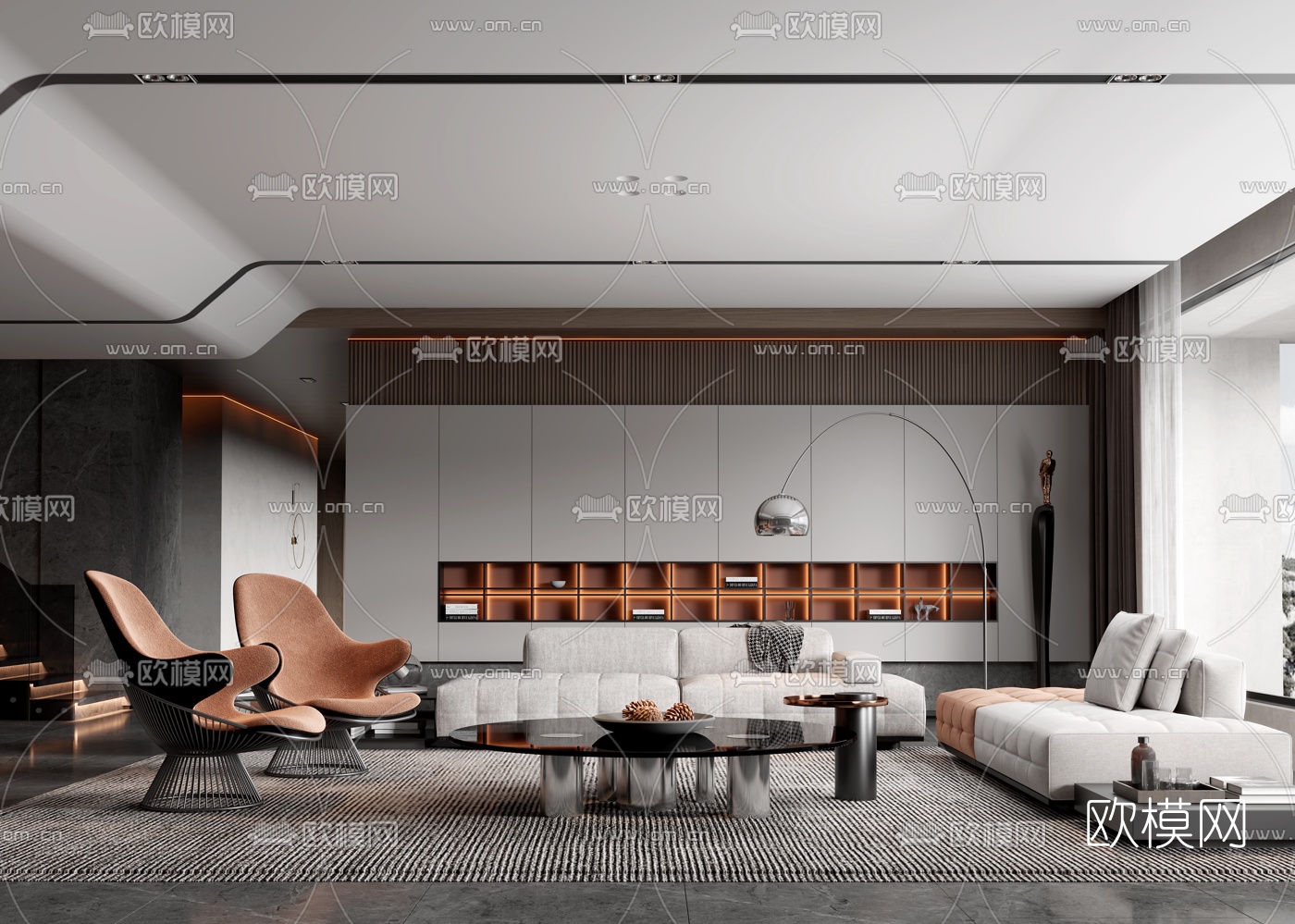 现代布艺沙发组合3d模型