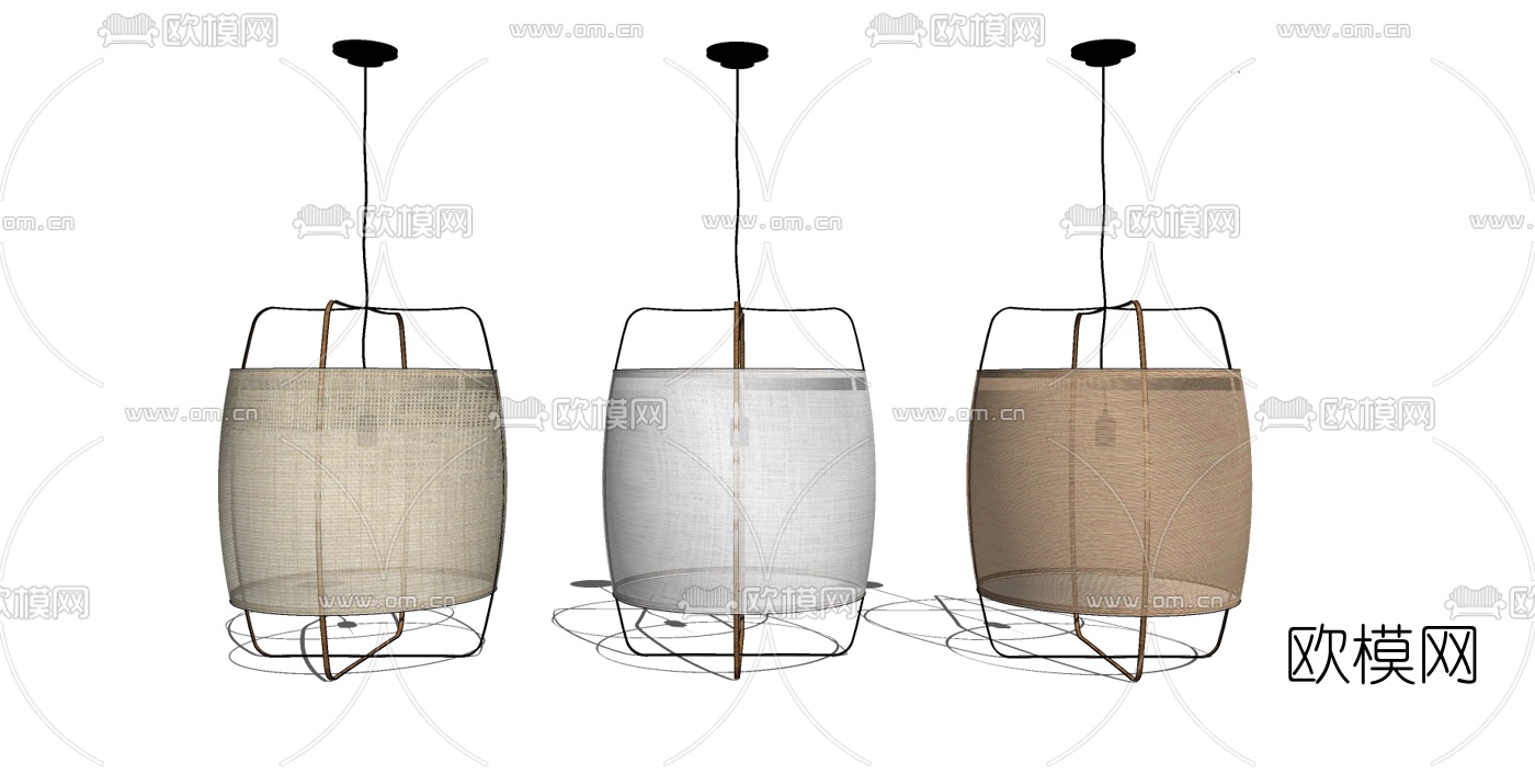 自然风纱布吊灯su模型下载