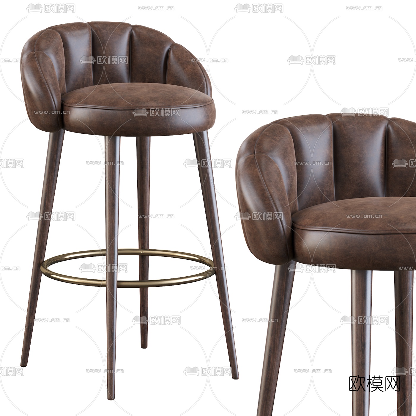 现代皮革吧台椅3d模型下载（渲染图3）
