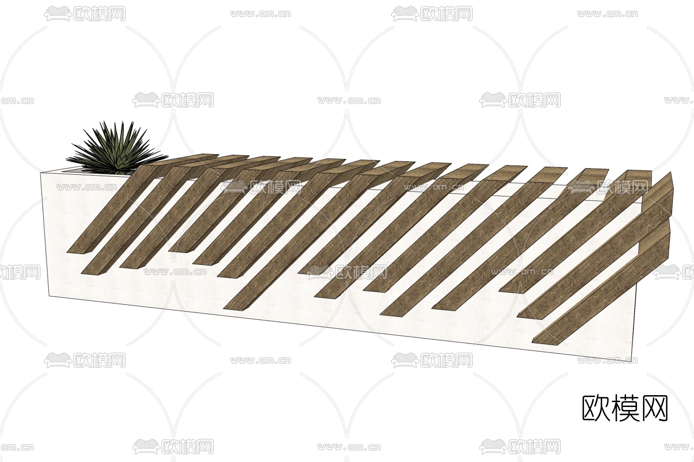 现代花坛座椅su模型下载