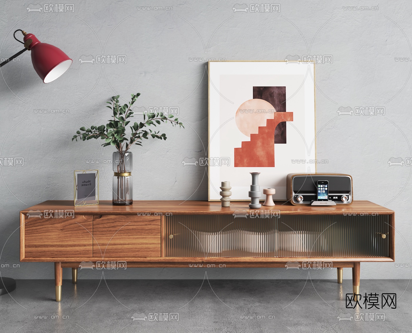 北欧电视柜su模型下载（渲染图1）