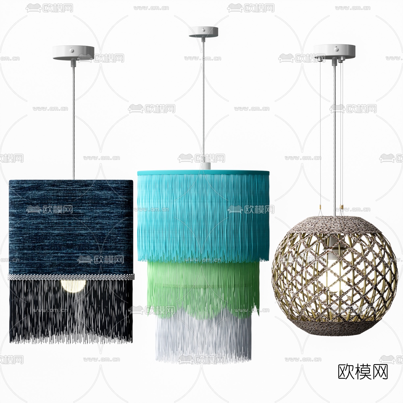 东南亚编织吊灯3d模型下载