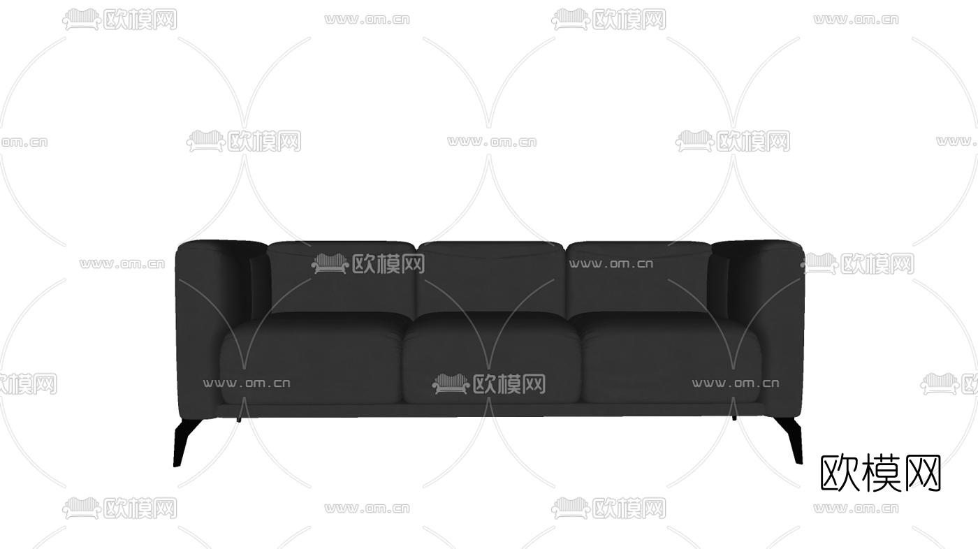 现代皮革多人沙发su模型