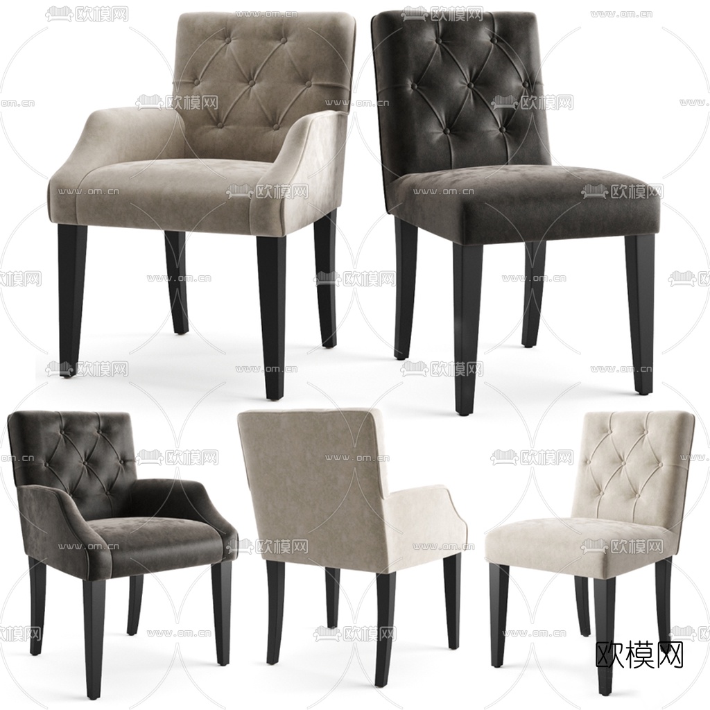 现代布艺休闲椅3d模型下载（渲染图1）