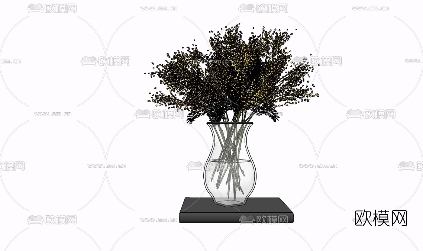 现代花瓶花卉免费su模型下载