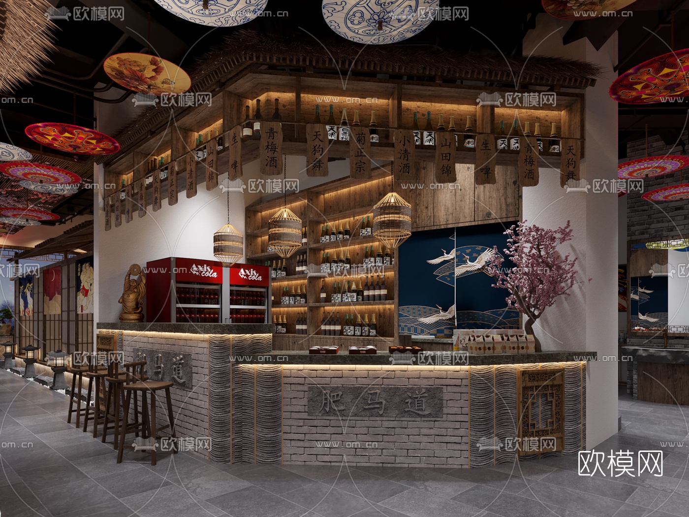 日式料理店烤肉店3d模型下载（渲染图2）