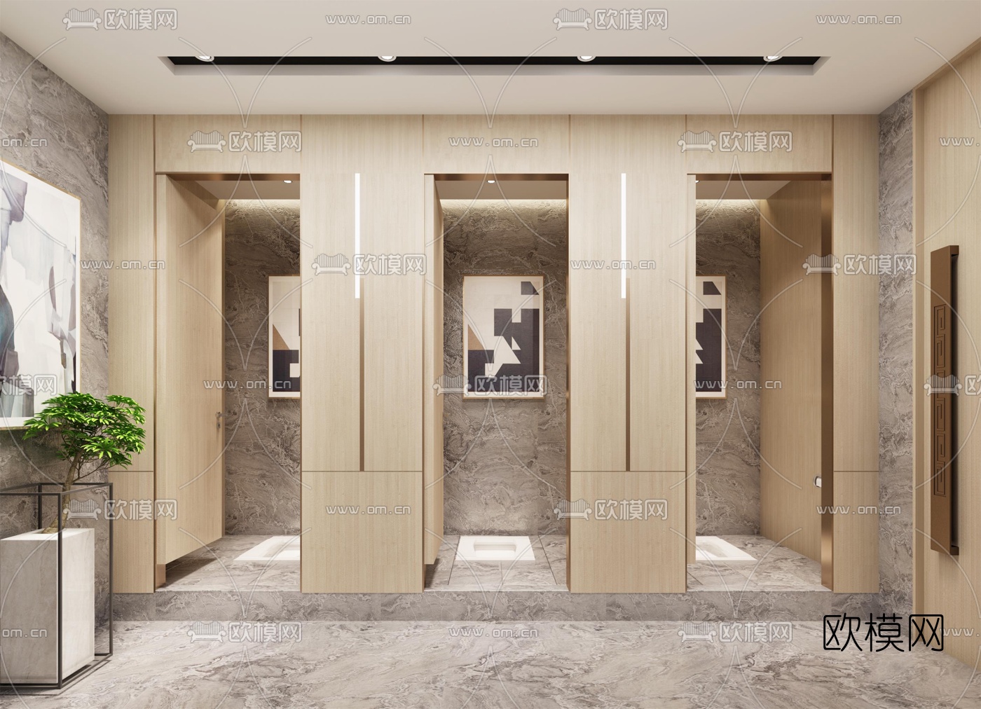 现代公共卫生间3d模型下载（渲染图3）