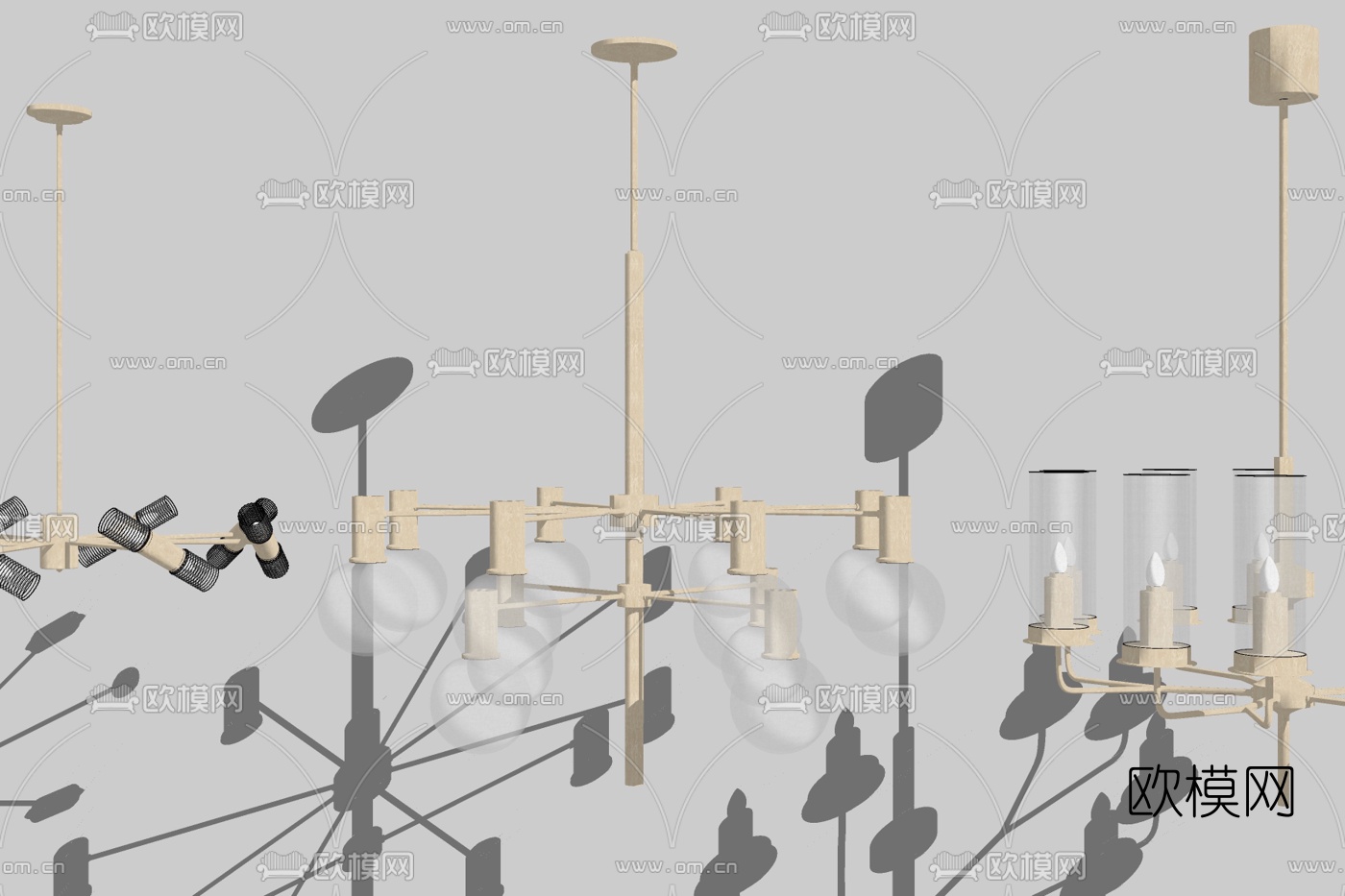 现代金属吊灯免费su模型下载