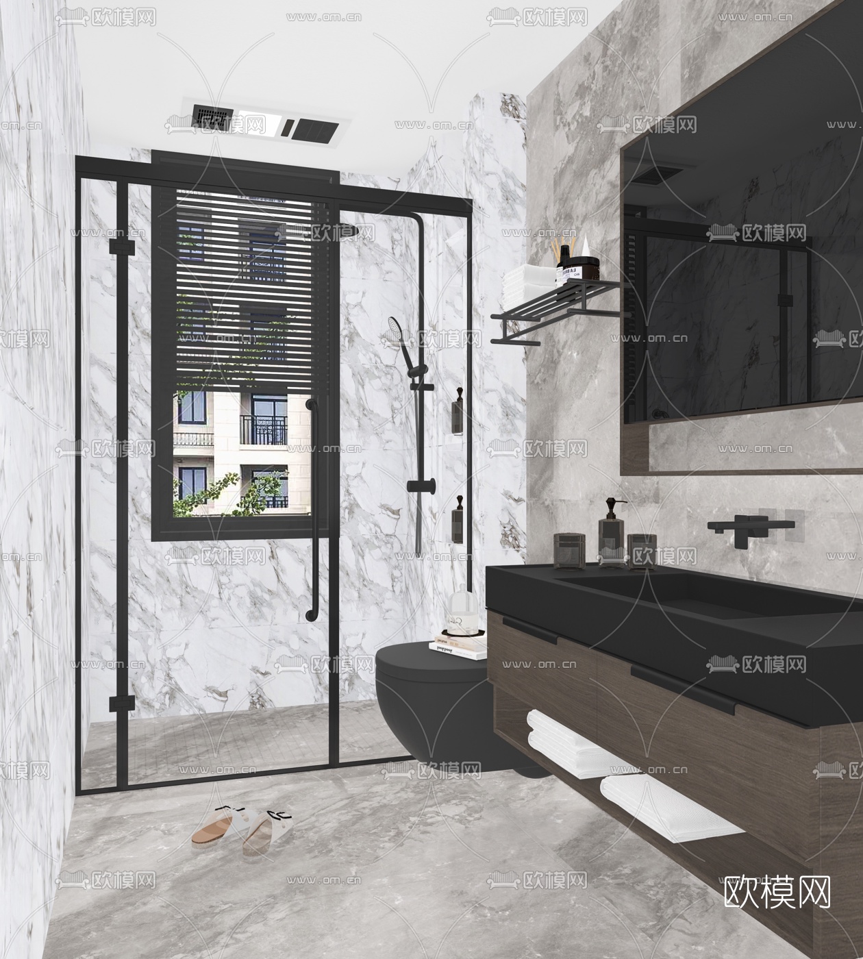 现代卫生间浴室su模型下载（渲染图2）