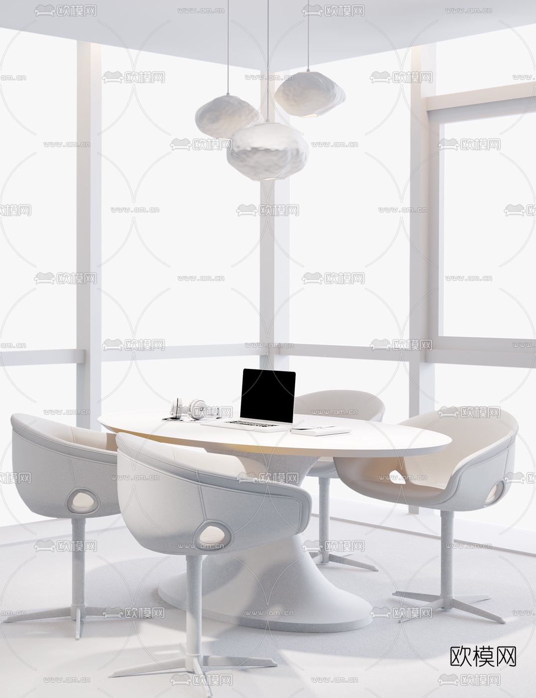 现代办公会议室桌椅3d模型