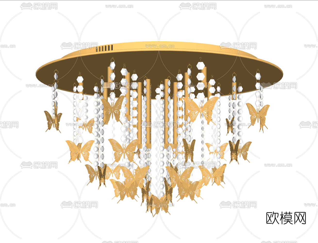 现代水晶吸顶灯su模型下载（渲染图2）