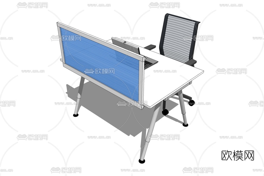 现代卡座办公桌免费su模型下载
