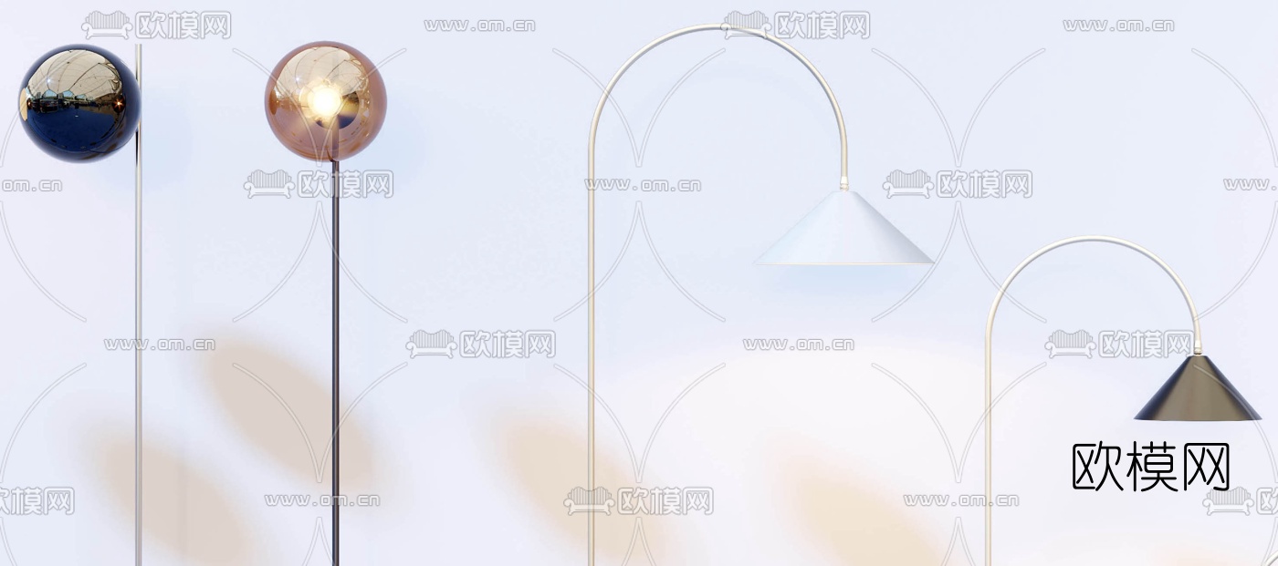 现代金属落地灯3d模型下载（渲染图5）