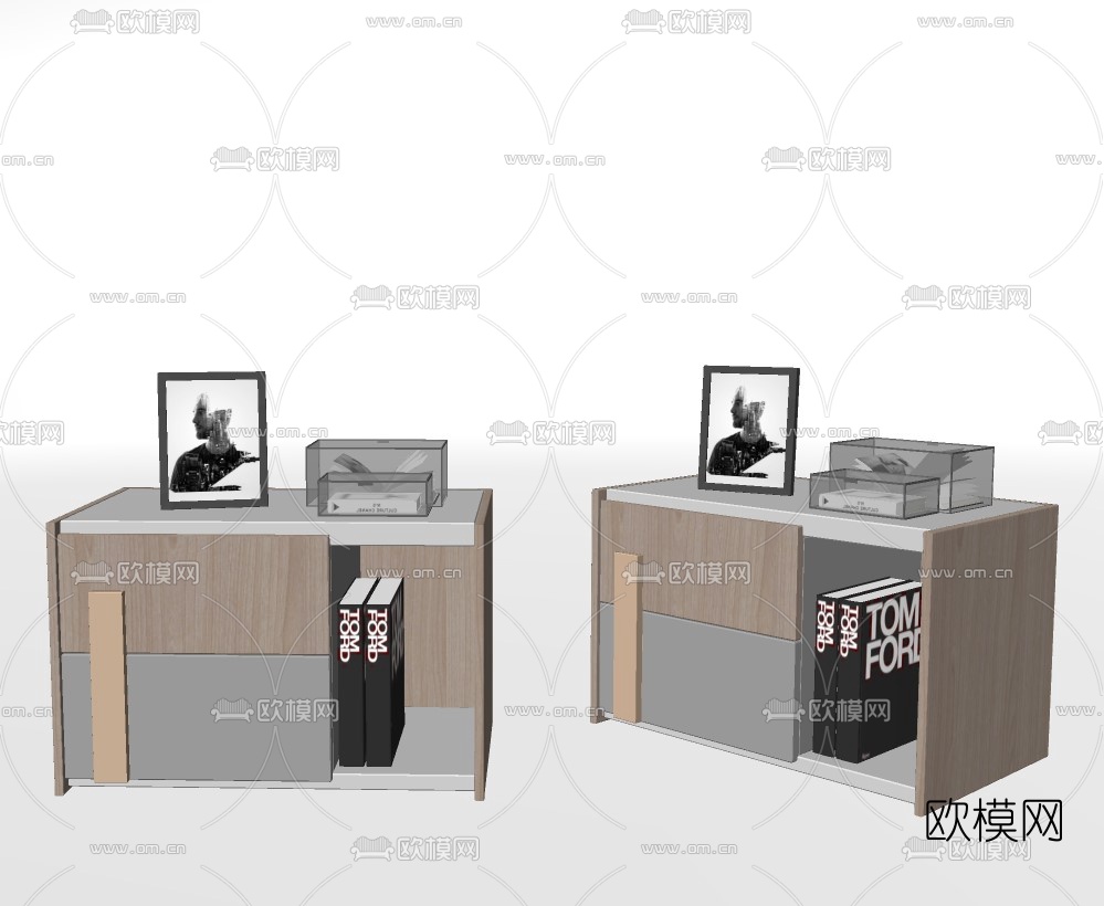 现代床头柜su模型下载（渲染图2）