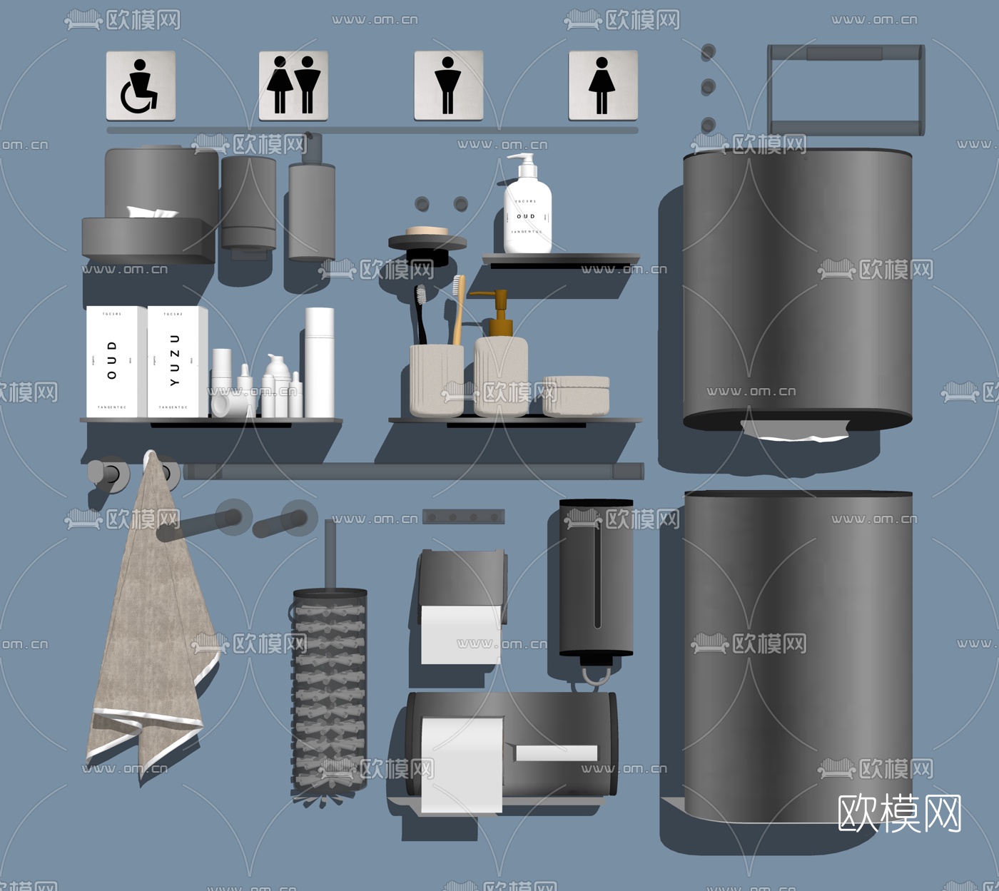 现代卫浴用品su模型下载