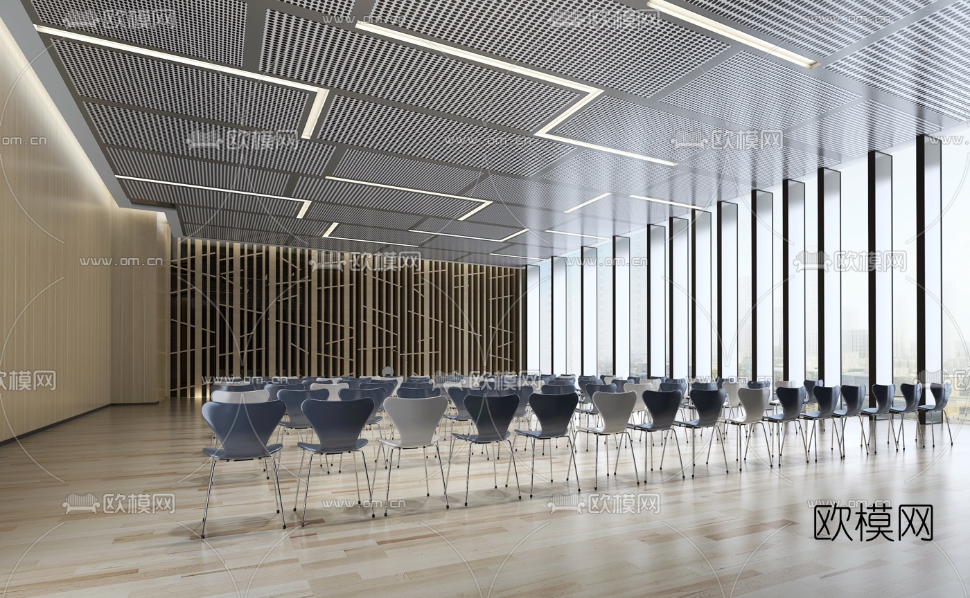 现代多功能厅会议厅3d模型