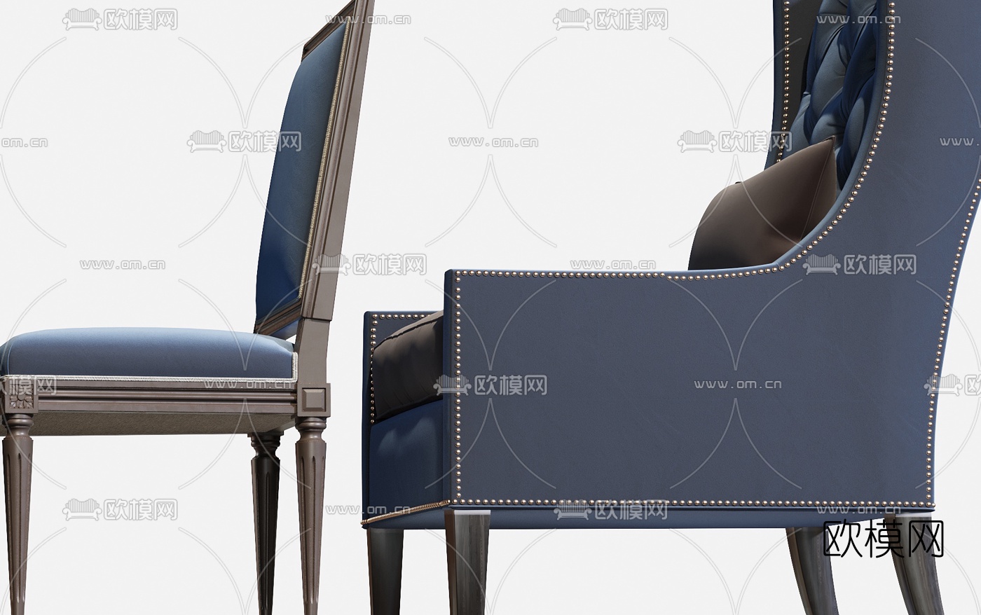 美式布艺休闲椅3d模型下载（渲染图3）