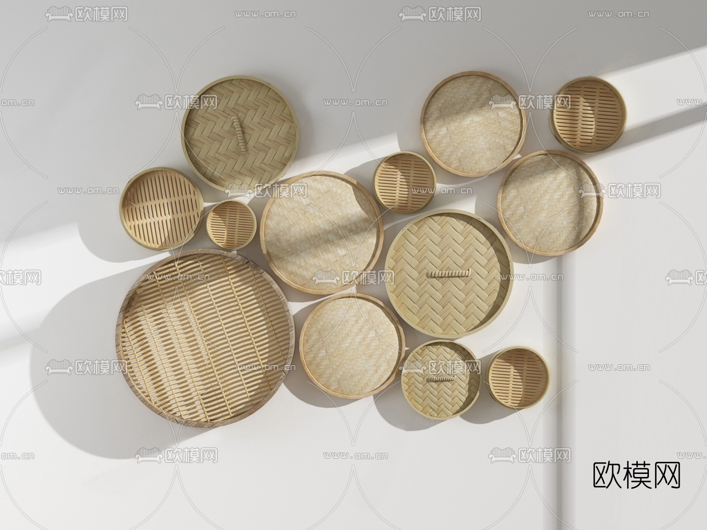 自然风竹编墙饰挂件3d模型下载