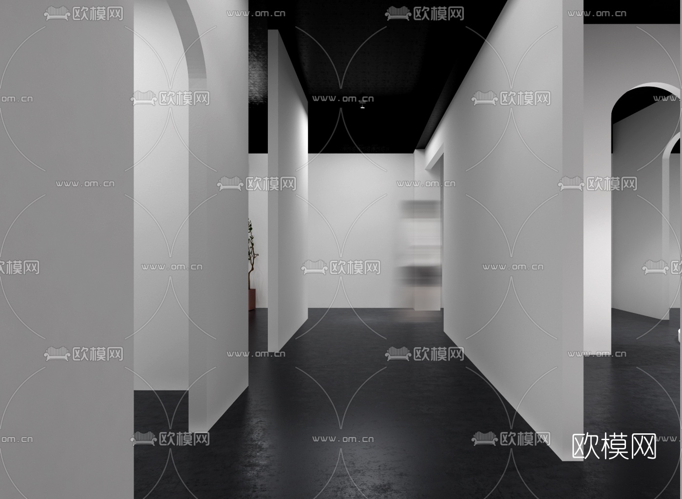 现代极简展厅3d模型