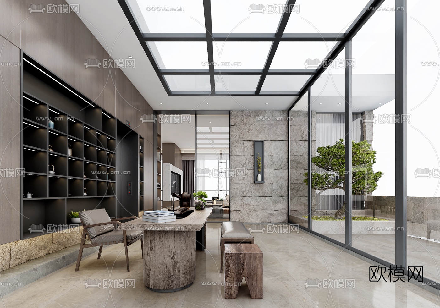 现代客厅餐厅3d模型