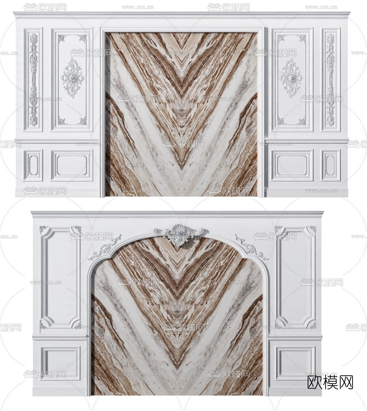 欧式护墙板背景墙3d模型