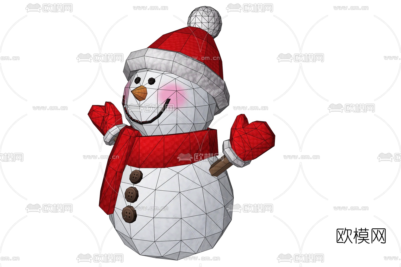 现代雪人摆件免费su模型