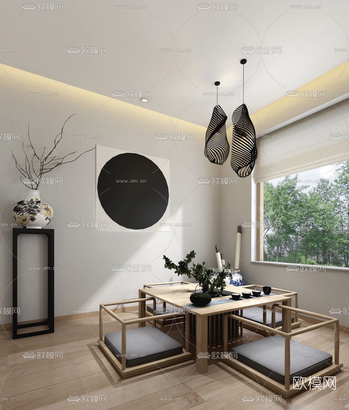 日式榻榻米茶室3d模型下载