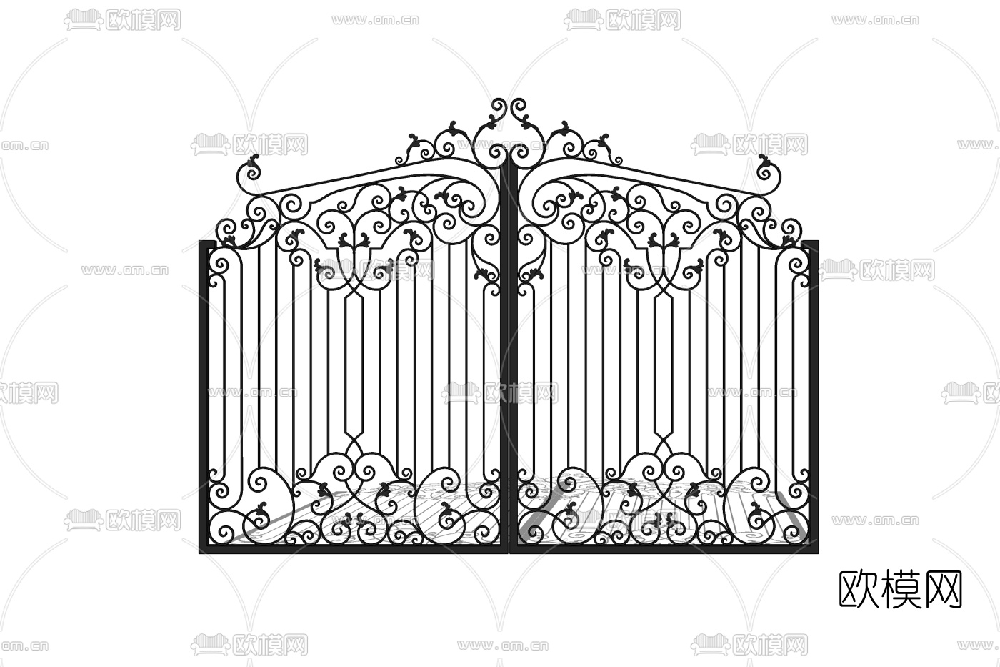 欧式庭院铁艺大门免费su模型下载