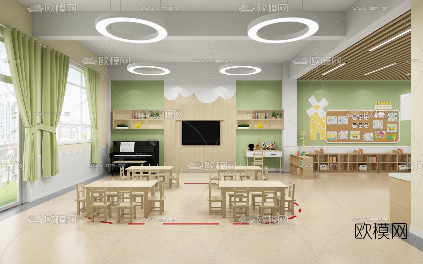现代幼儿园教室3d模型