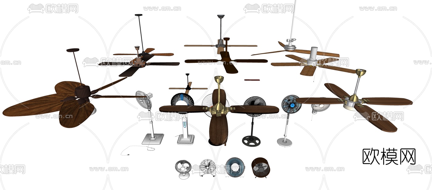 现代风扇吊扇落地扇su模型下载（渲染图4）