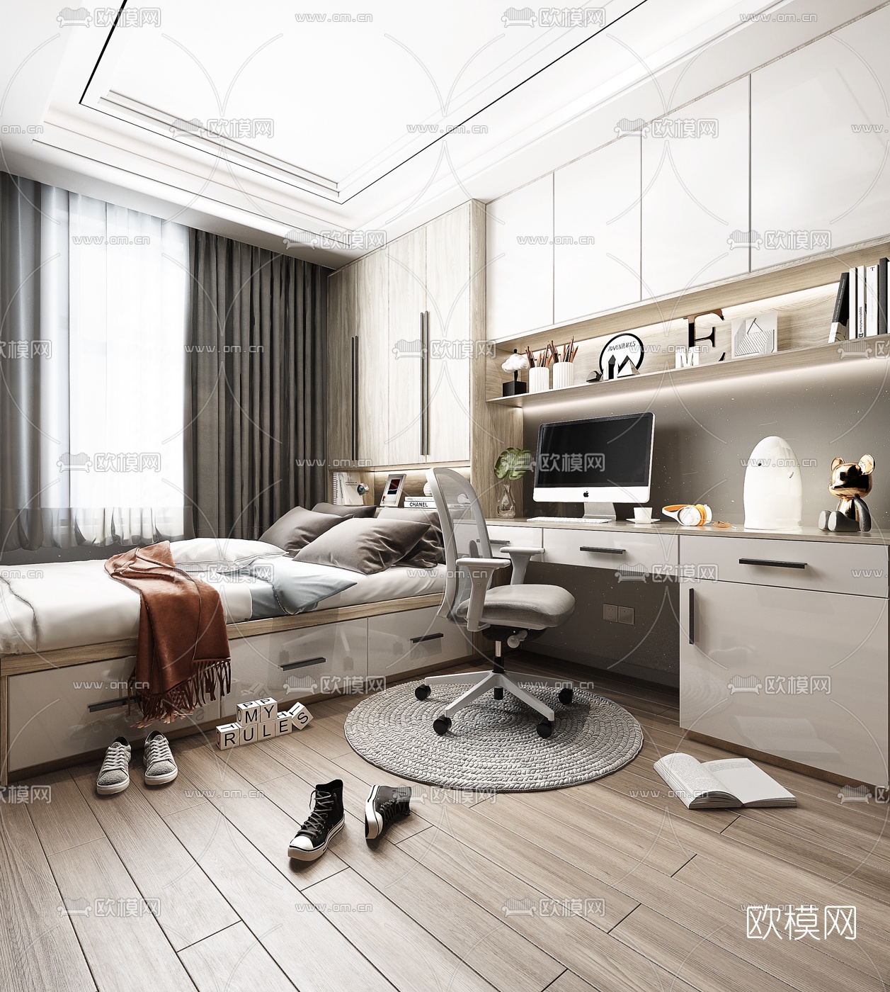 现代榻榻米卧室3d模型