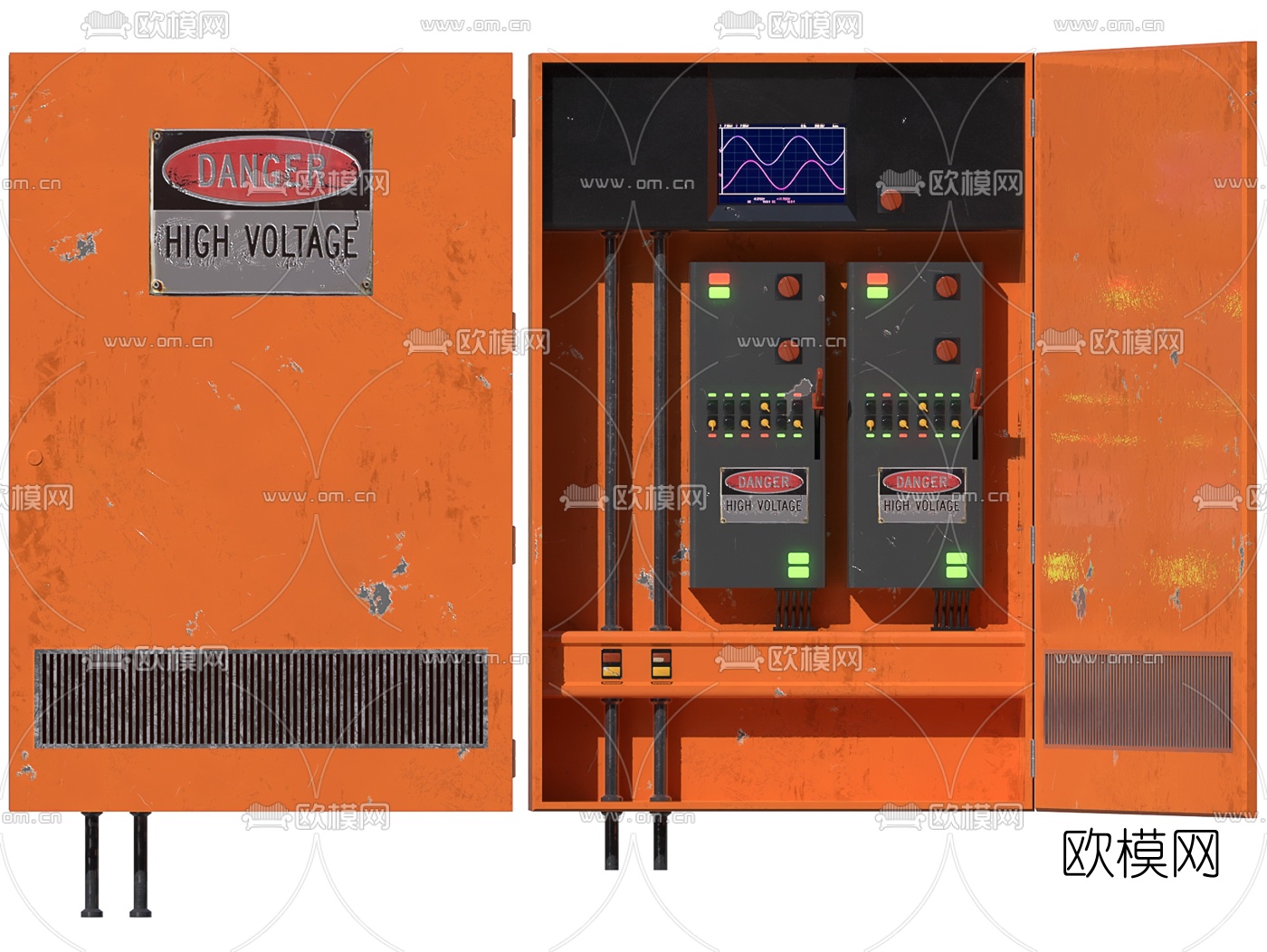 现代电箱电闸控制柜3d模型