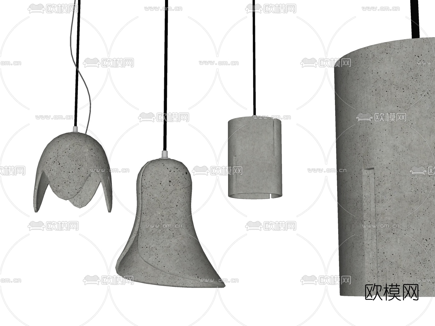 北欧水泥吊灯su模型下载（渲染图2）
