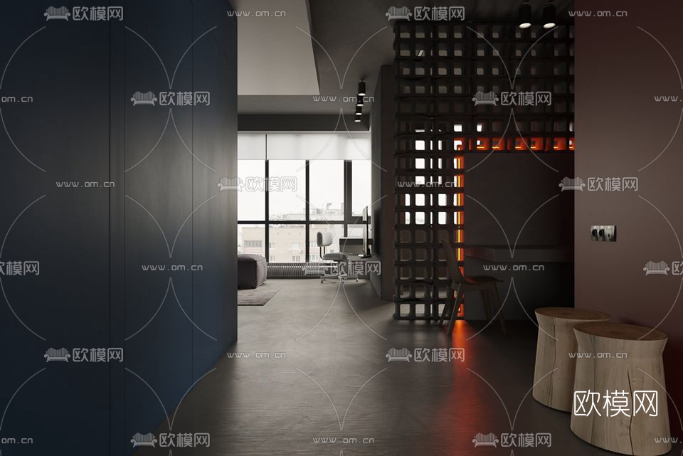 工业风客餐厅3d模型