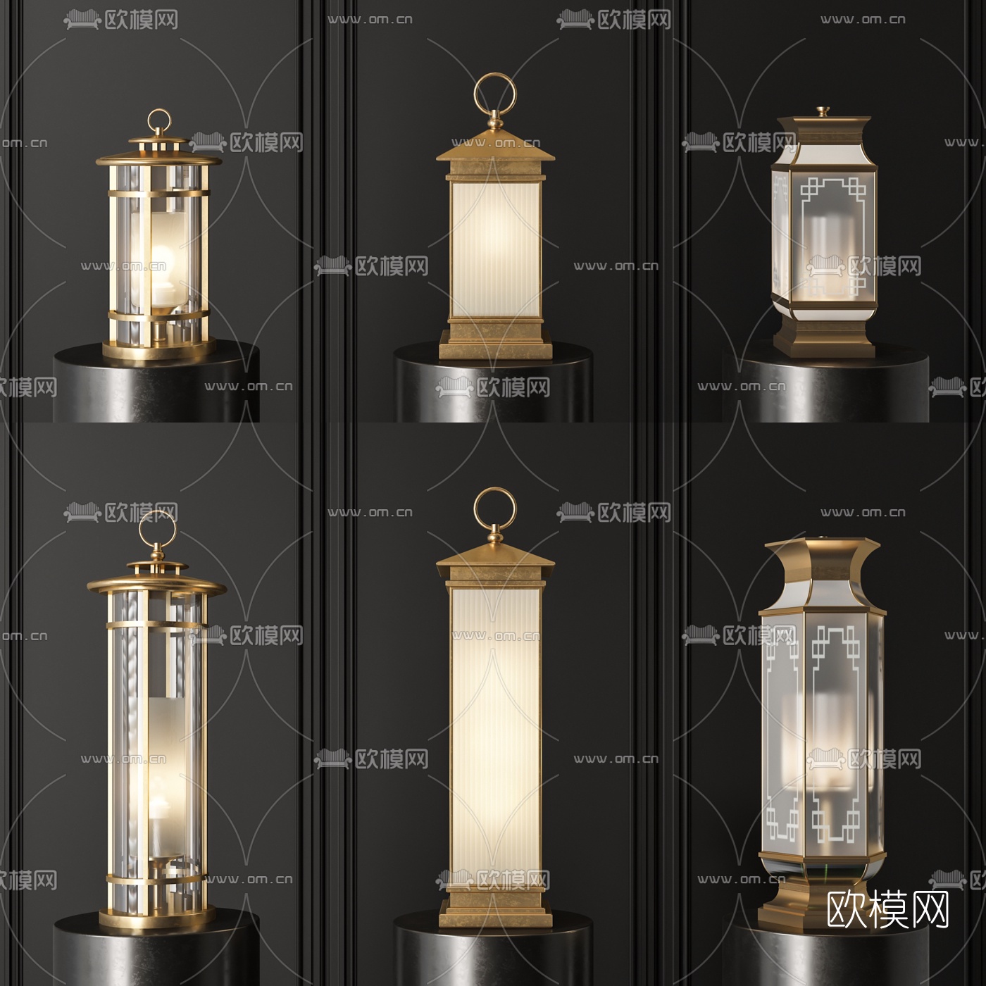 新中式户外灯景观灯3d模型下载（渲染图1）