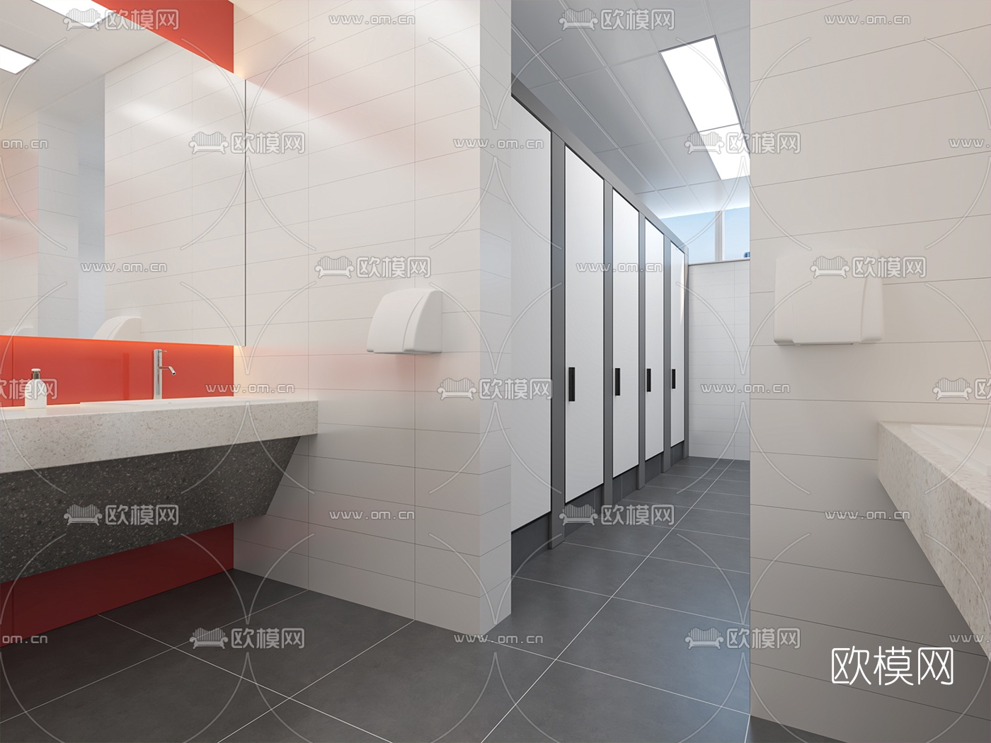 现代公共卫生间3d模型