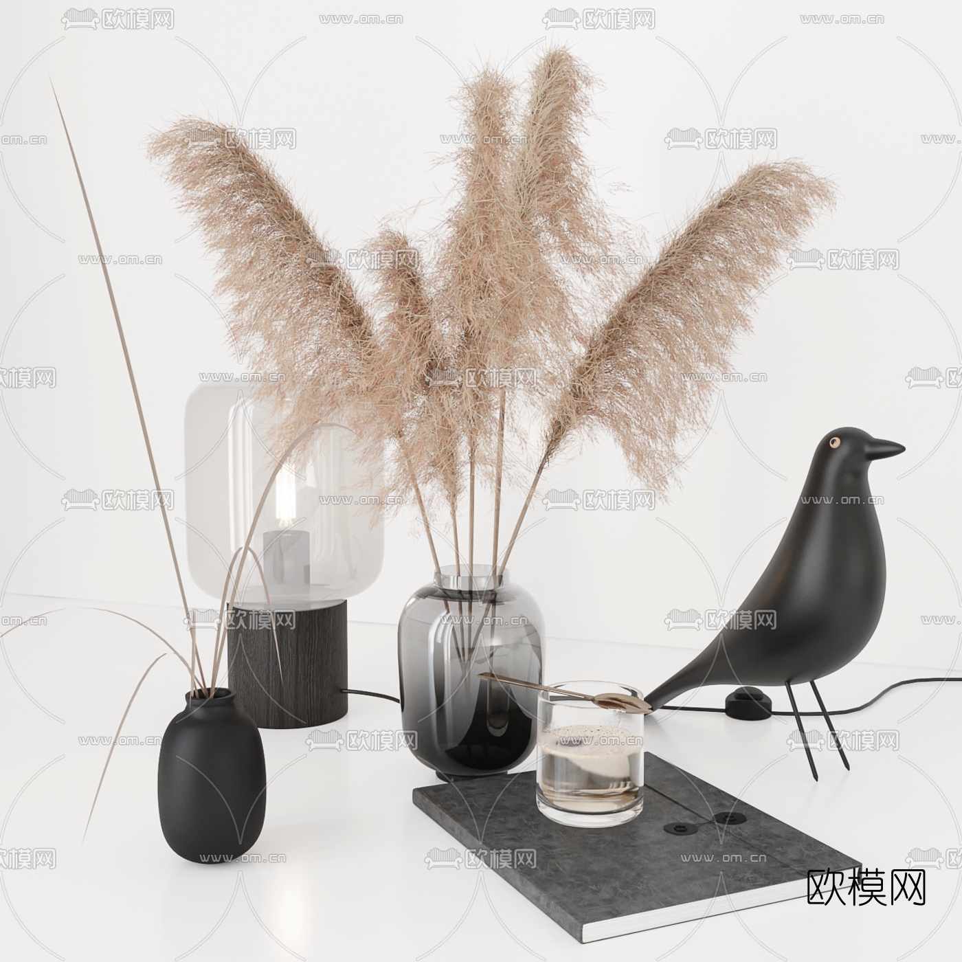 北欧芦苇花瓶摆件3d模型