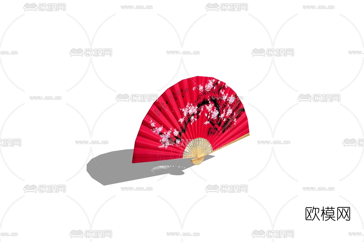 日式桃花折扇免费su模型下载