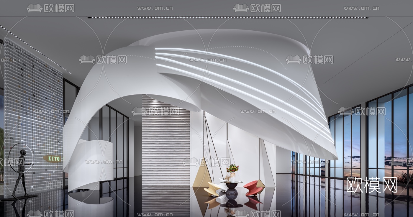 现代酒店大堂3d模型